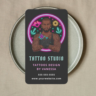 Cartão De Visita Código QR do Artista de Tatuagem de Salão de Tatua
