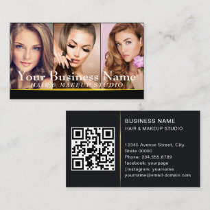 Cartão De Visita Código QR do Artista Fotografado de Makeup de Moda