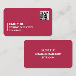Cartão De Visita Código QR do Babysitter adolescente