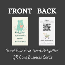 Código QR do Babysitter Cardíaco do Bear Azul Doce