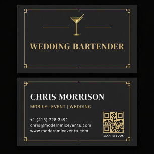 Cartão De Visita Código QR do Barman de Casamento Profissional