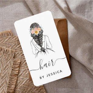 Cartão De Visita Código QR do Braid de Cabelo do Chic Floral Elegan