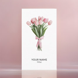 Cartão De Visita Código Qr do buquê das Tulipas Rosa
