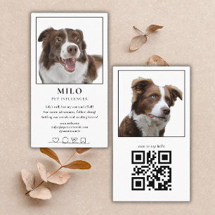 Cartão De Visita Código QR do Cachorro Pet Social Pet Elegante mode