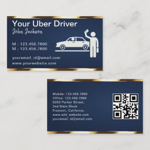 Cartão De Visita Código QR do Carro de Transporte de Luxo Azul e Do