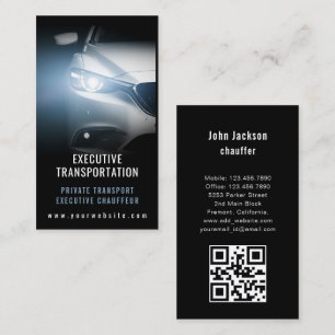 Cartão De Visita Código QR do Carro de Transporte de Luxo Azul e Pr