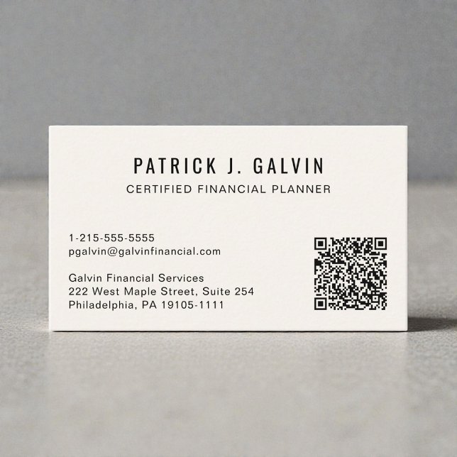 Cartão De Visita Código QR do CFP Certified Financial Planner (CFP Certified Financial Planner QR Code Business Card)
