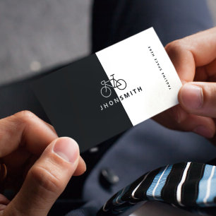 Cartão De Visita Código QR do Ciclo Mínimo de Bicicleta Preto e Bra