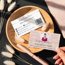 Cartão De Visita Código QR do Circle Business Photo do Script Elega