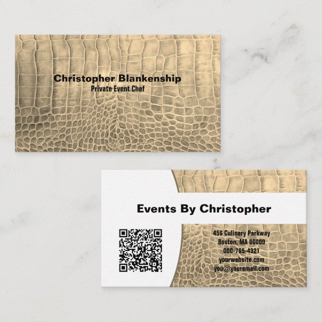 Cartão De Visita Código QR do Cobra de Textura do Chef Pessoal (Frente/Verso)