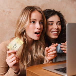 Cartão De Visita Código QR do Compro Boutique SPA Dourado Flores