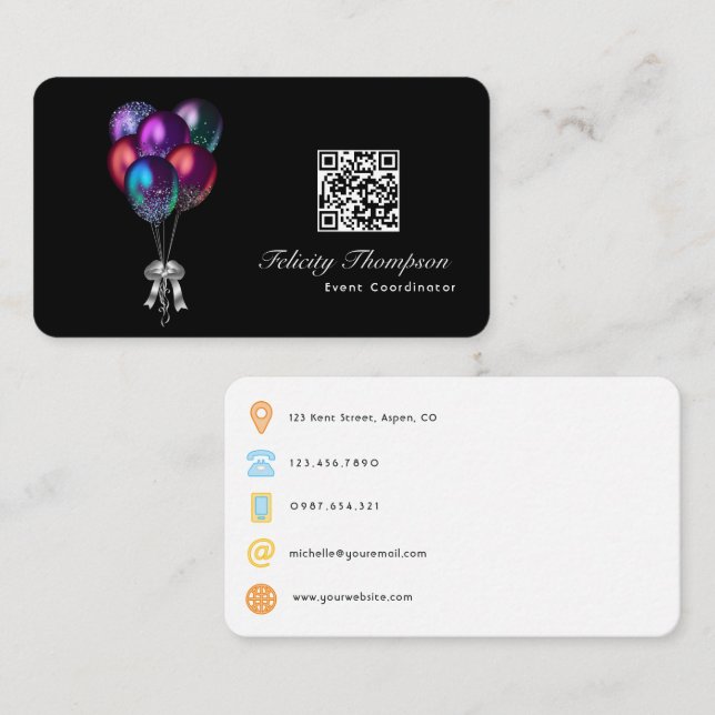 Cartão De Visita Código QR do Coordenador de Eventos (Frente/Verso)