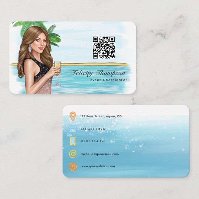 Cartão De Visita Código QR do Coordenador de Eventos (Frente/Verso)