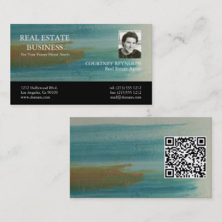 Cartão De Visita Código QR do Corretor de Imóveis de Arte Abstrata