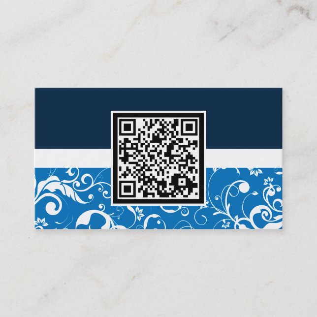 Cartão De Visita código QR do damask profissional (Frente)