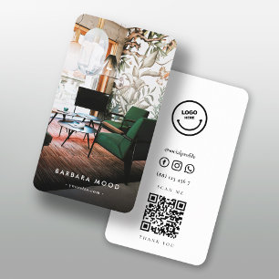 Cartão De Visita Código Qr do Designer de Interior Moderno