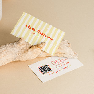 Cartão De Visita Código QR do entalhe removido com cor retrô
