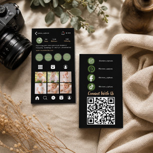 Cartão De Visita Código QR do Fotógrafo do Instagram de Mídia Socia