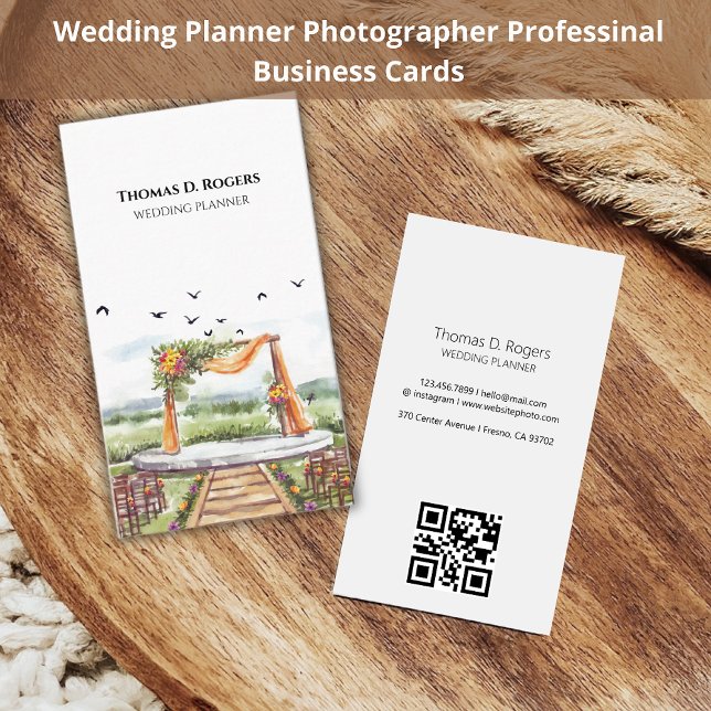 Cartão De Visita Código QR do Fotógrafo do Planner de Casamento de  (Criador carregado)