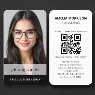 Cartão De Visita Código QR do Fotógrafo Foto Simples