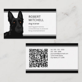 Cartão De Visita Código QR do German shepherd Preto do Treinador de