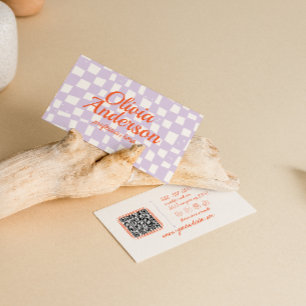 Cartão De Visita Código QR do Groovy Verificado Desenhado na Mão Ro