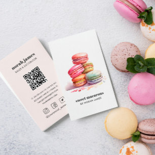 Cartão De Visita CÓDIGO QR do Ícone Social Bolo de Aquarela