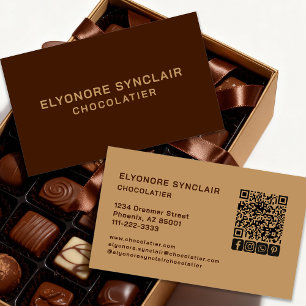 Cartão De Visita Código QR do ícone social da Chocolatier Marrom El