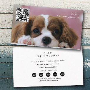Cartão De Visita Código QR do Influenciador de Cachorro Pet Foto
