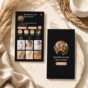 Cartão De Visita Código QR do Instagram para Negócios Foto Grid M