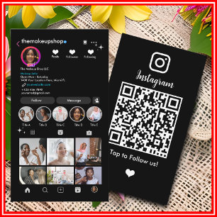 Cartão De Visita Código QR do Instagram Preto