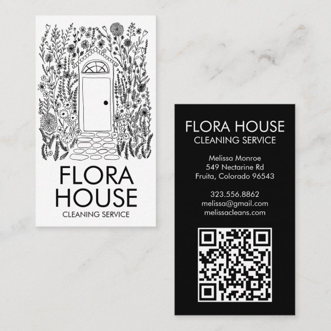 Cartão De Visita Código QR do Jardim da PORTA FRONTAL (Frente/Verso)