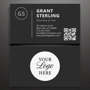 Cartão De Visita Código QR do logotipo branco preto procurador