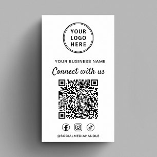 Cartão De Visita Código QR do Logotipo Conectar-se Conosco nas Mídi