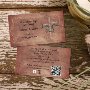 Cartão De Visita Código QR do logotipo cruzado ocidental rancho de