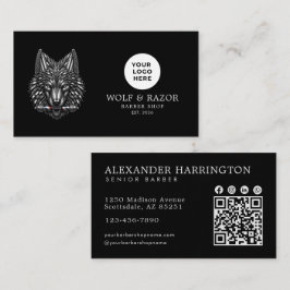 Cartão De Visita Código Qr do Logotipo da Barbearia Profissional Lo
