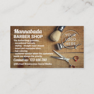 Cartão De Visita Código QR do logotipo da barbearia rústica foto sa