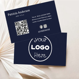 Cartão De Visita Código QR do logotipo da empresa minimalista Elega