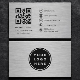 Cartão De Visita Código QR do Logotipo da Empresa Profissional Metá