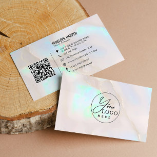 Cartão De Visita Código QR do Logotipo da Empresa Profissional Opal