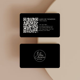Cartão De Visita Código QR do Logotipo da Empresa Profissional Pret