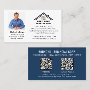 Cartão De Visita Código QR do logotipo da foto de hipoteca profissi