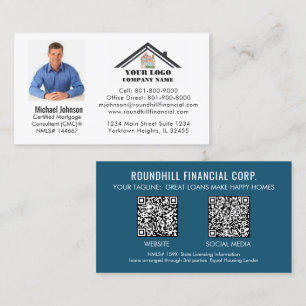 Cartão De Visita Código QR do logotipo da foto de hipoteca profissi