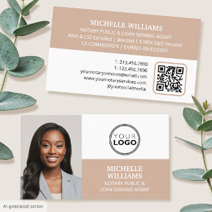 Cartão De Visita Código QR do Logotipo da Foto do Agente de Assinat