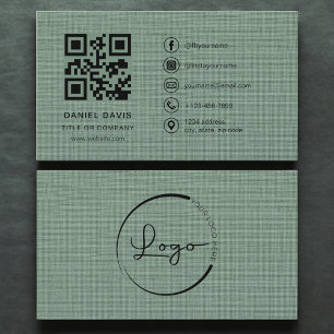 Cartão De Visita Código QR do logotipo da Sage Green Linen Company