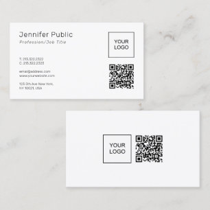 Cartão De Visita Código QR do Logotipo da Sua Empresa Modelo Elegan