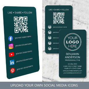 Cartão De Visita Código QR do Logotipo das Mídias Sociais Contempor