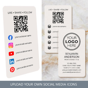 Cartão De Visita Código QR do logotipo das mídias sociais contempor
