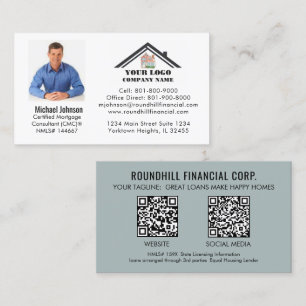 Cartão De Visita Código QR do logotipo de foto da hipoteca profissi