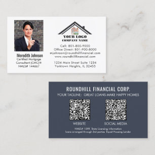 Cartão De Visita Código QR do Logotipo de Foto de Hipoteca Profissi